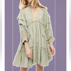 Free People Boho Green Layered Dress